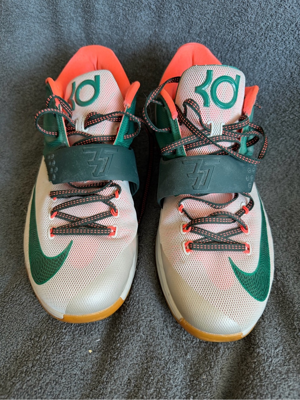 AutNIKE KD VII 7 EASY MONEY MYSTIC GREEN WHITE MANGO basketball shoes 653996 330